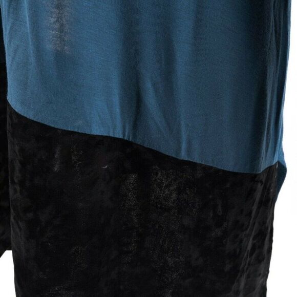 Logo Lori Goldstein Blue Cardigan XS Velour Hem - Picture 2 of 6